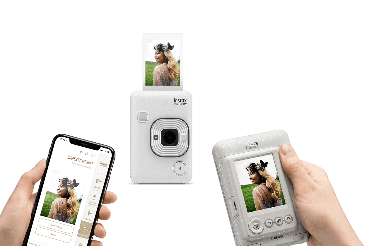 Fujifilm Instax Mini Liplay Hybrid Instant Camera - Stone White